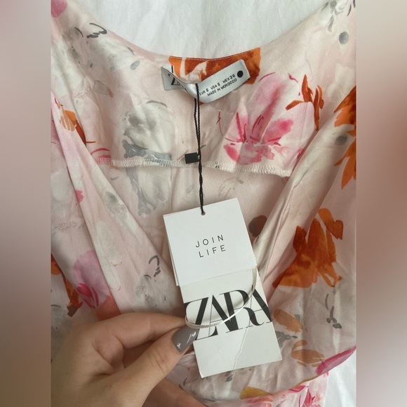 Zara Floral Safia Silk Slip Dress Size Small NEW - Picture 8 of 12